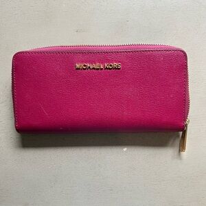 Michael Kors Pink Wallet with Gold Accents